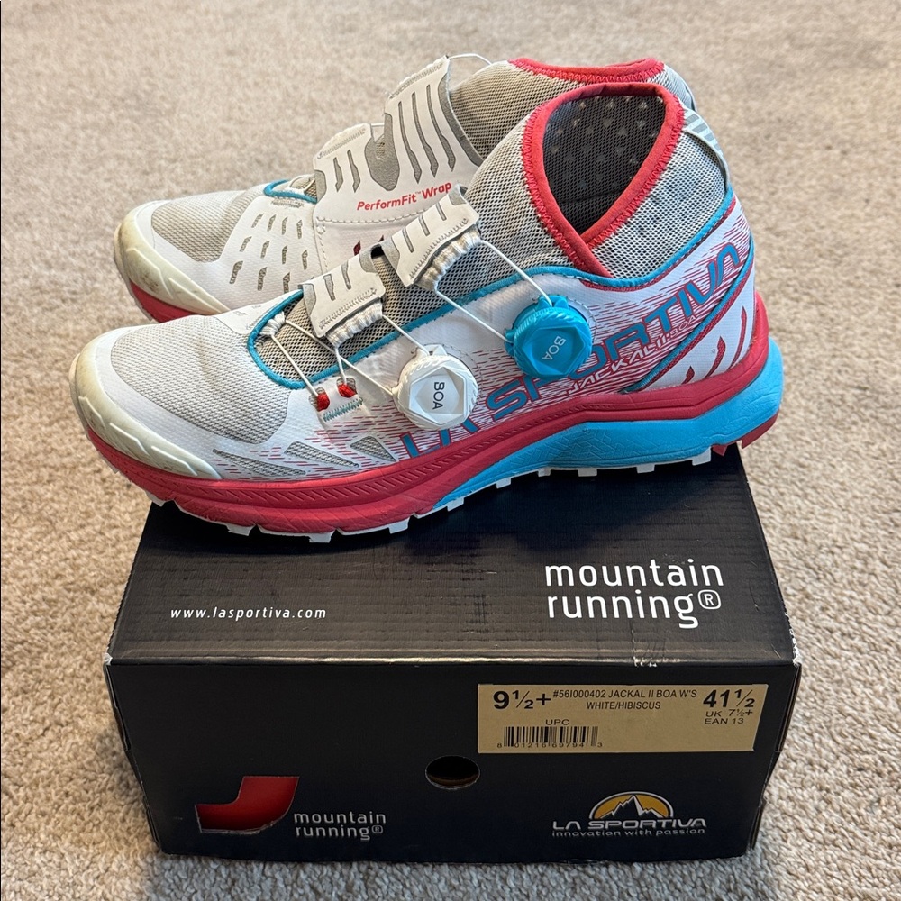 La Sportiva White Pink Trail Running Shoes with BOA Dial